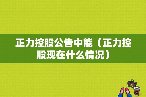 正力控股公告中能（正力控股现在什么情况）