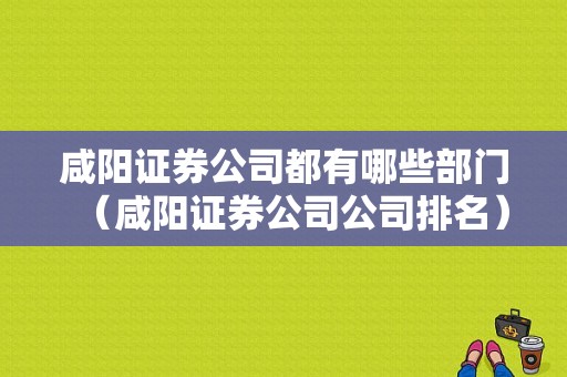 咸阳证券公司都有哪些部门（咸阳证券公司公司排名）