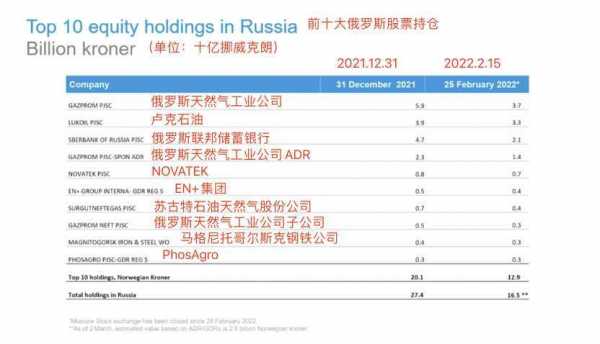 俄罗斯主权基金持股（挪威主权基金持股）