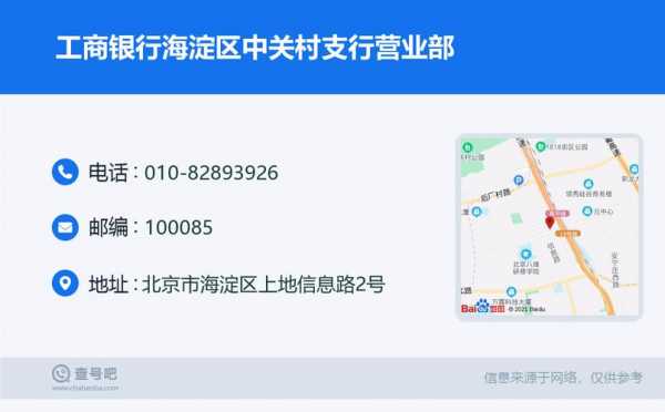关于工行海淀支行中关村的信息
