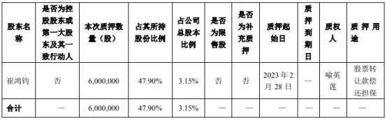 崔的持股（崔鸿钧持股）